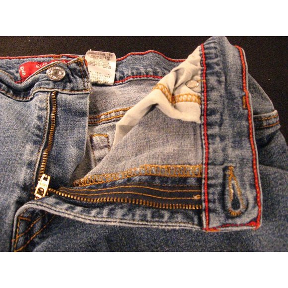 LEVIS Womans 550 CUTOFF JEAN SHORTS 8M  27 W Blue Denim Daisy Duke Stretch - Picture 5 of 12